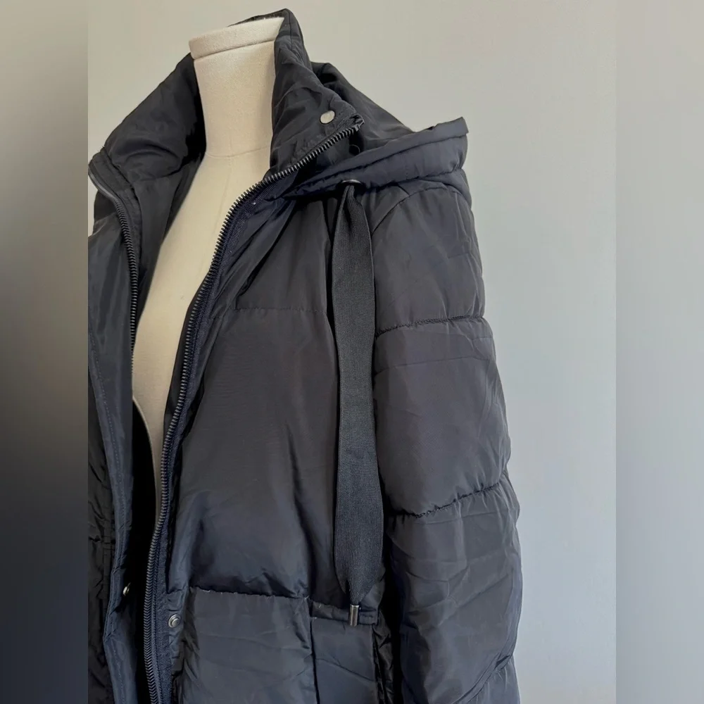Zara Women's Black Long Down Hooded Puffer Coat - Water/Wind Res - Size: M - Picture 7 of 14